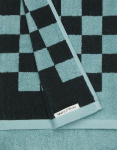 Marc O'Polo Checker Aquamarine Gastendoek 30 x 50 cm