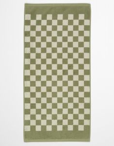 Marc O'Polo Checker Mosgroen Handdoek 50 x 100 cm