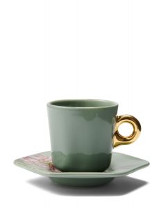ESSENZA Gallery Espresso kop en schotel Stone green