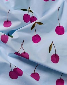 ESSENZA & CO Zesty cherry Ijsblauw Dekbedovertrekset 140 x 220 cm