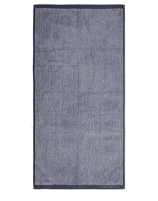 Marc O'Polo Timeless Tone Stripe Marineblauw/zilver Gastendoek 30 x 50 cm