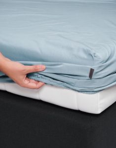 ESSENZA Premium Percale Blau Spannbettlaken 80 x 200 cm