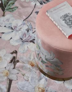 ESSENZA Rosalee Dark Blush Samthocker 40 x 40 x 43 cm