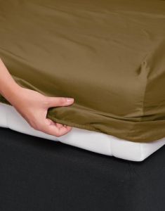 ESSENZA Satin Olive Fitted sheet 140 x 200 cm
