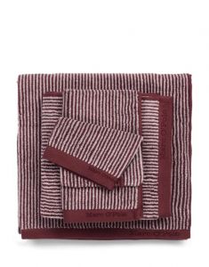 Marc O'Polo Timeless Tone Stripe Aubergine / Lavendel mist Handdoek 50 x 100 cm