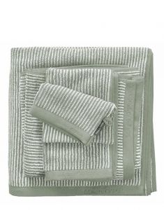 Marc O'Polo Timeless Tone Stripe Grün / Off White Waschhandschuhe 16 x 22 cm
