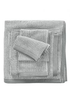 Marc O'Polo Timeless Tone Stripe Grau / Weiß Waschhandschuhe 16 x 22 cm