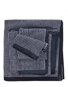 Marc O'Polo Timeless Tone Stripe Marine / Light Silver Waschhandschuhe 16 x 22 cm