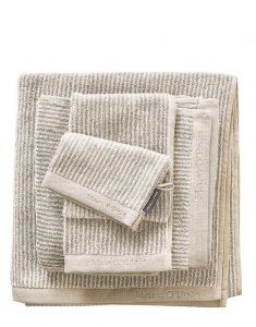 Marc O'Polo Timeless Tone Stripe Beige / Weiß Waschhandschuhe 16 x 22 cm