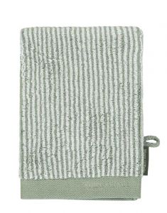 Marc O'Polo Timeless Tone Stripe Grün / Off White Waschhandschuhe 16 x 22 cm