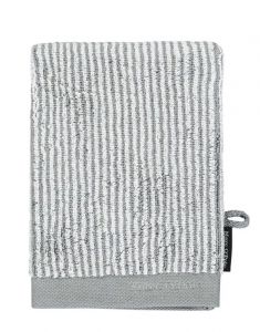 Marc O'Polo Timeless Tone Stripe Grau / Weiß Waschhandschuhe 16 x 22 cm