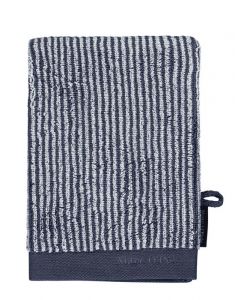Marc O'Polo Timeless Tone Stripe Marine / Light Silver Waschhandschuhe 16 x 22 cm