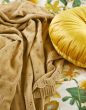 ESSENZA Knitted Ajour Fern yellow Plaid 130 x 170 cm