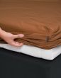 ESSENZA Minte Leather Brown Fitted sheet 140 x 200 cm