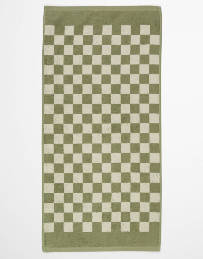 Marc O'Polo Checker Mosgroen Handdoek 50 x 100 cm