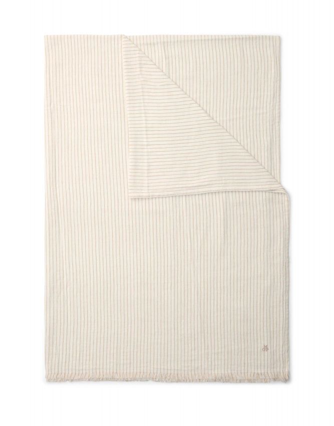 Marc O'Polo Fine Stripe Dark Sand Plaid 150 x 200 cm