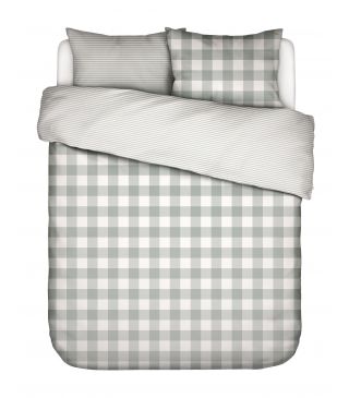 ESSENZA Chess Dusty green Dekbedovertrekset 240 x 220 cm