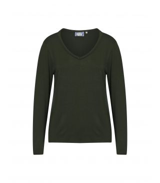 ESSENZA Eva uni Forest green Top lange mouw S