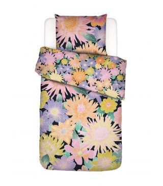 ESSENZA & CO Flower fling Zwart Dekbedovertrekset 140 x 220 cm