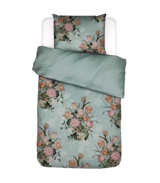 Essenza Tulip Bloom Surf green Dekbedovertrek 1p set 140x200/220 + 1 sloop