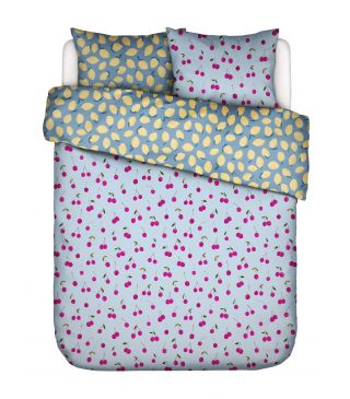 ESSENZA & CO Zesty cherry Ijsblauw Dekbedovertrekset 240 x 220 cm