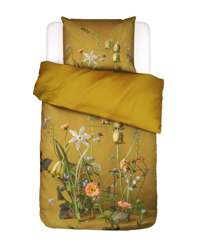 ESSENZA Ficaria Flower ochre Dekbedovertrekset 140 x 220 cm