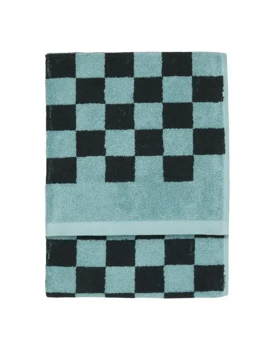 Marc O'Polo Checker Aquamarine Gastendoek 30 x 50 cm