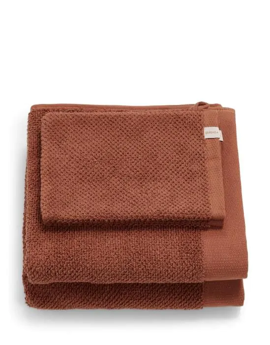 ESSENZA Connect Organic Uni Warm brown Handdoek & Washand set 50 x 100 cm + 16 x 22 cm set