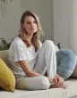 ESSENZA Ellen Striped Ijsblauw Top korte mouw XS