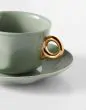 ESSENZA Sculpture Stone green Kop en schotel 22 cl