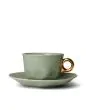 ESSENZA Sculpture Stone green Kop en schotel 22 cl
