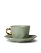 ESSENZA Sculpture Stone green Kop en schotel 22 cl