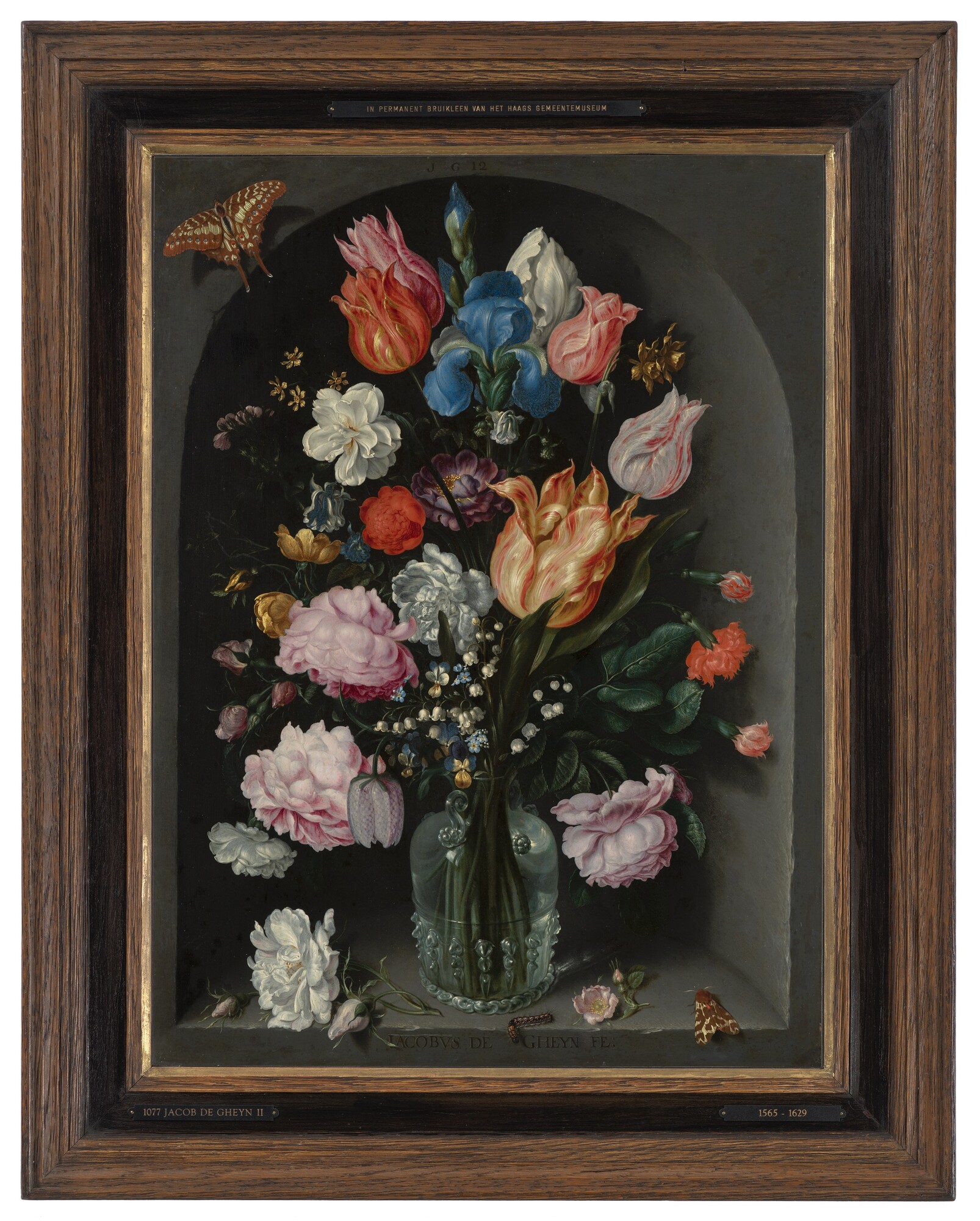 Bloemen in een glazen fles - Jacob de Gheyn II, 1565 - 1629