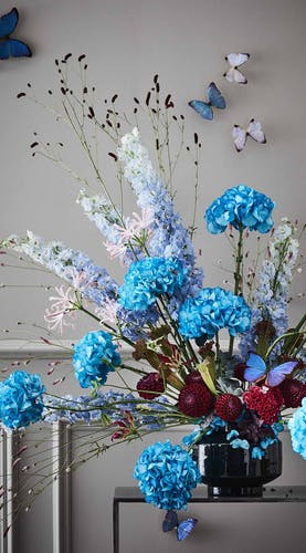 smartphone screensaver vaas met bloemen blauw