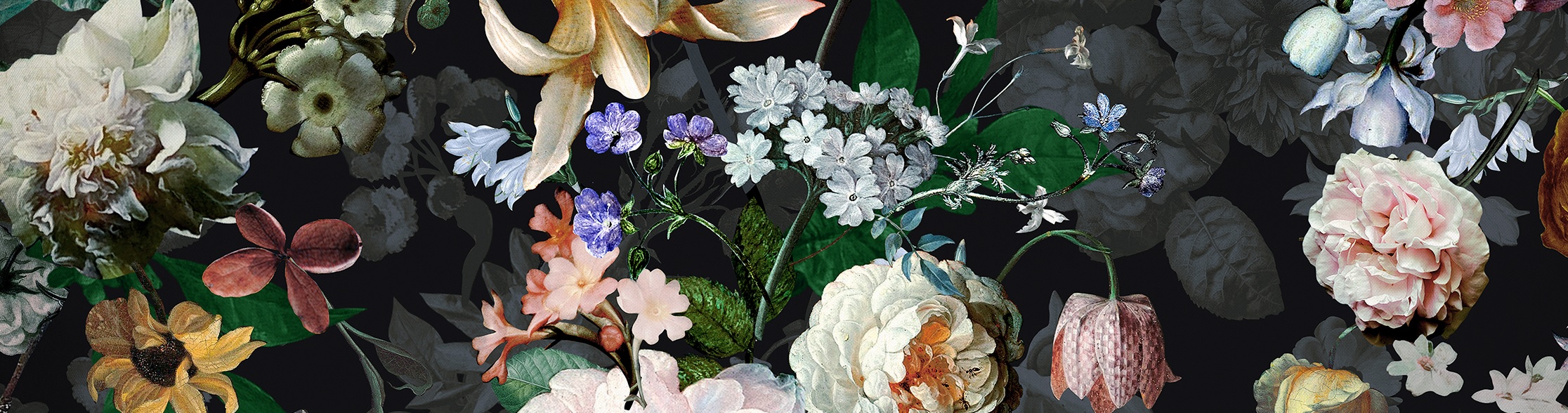 ESSENZA Fleur Festive Blooming Black Dekbedovertrekset 240 x 220 cm