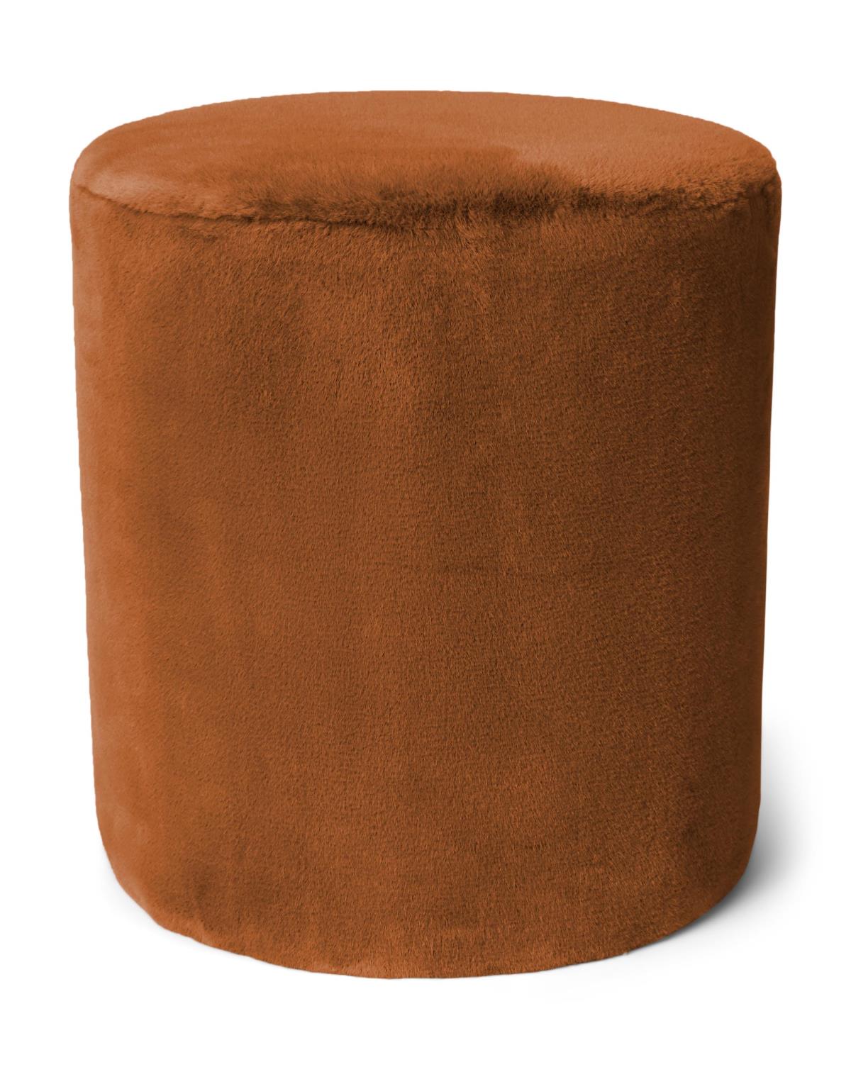 ESSENZA Furry Leather brown Poef 40 x 40 x 43 cm