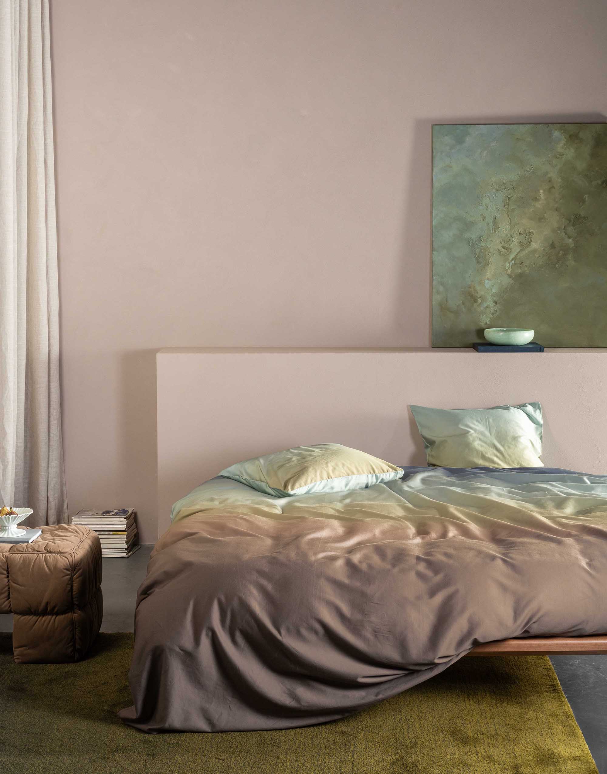 Lunare dekbedovertrek met ombré-dessin in Dusty Teal